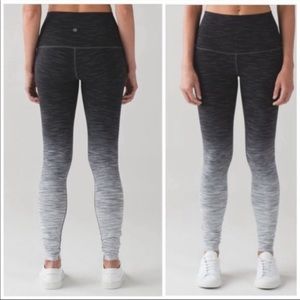 Lululemon Wunder Under Black White Ombré High Waist Full Length Leggings Size 6